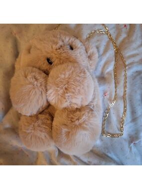 Small Plush Bear Purse Gold Chain Handle